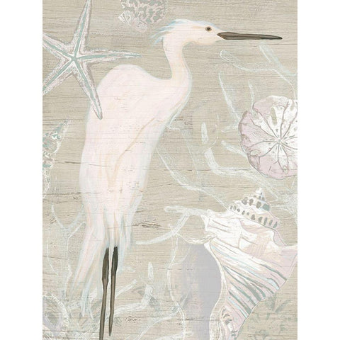 Driftwood Heron I Black Modern Wood Framed Art Print by Vess, June Erica