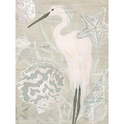 Driftwood Heron II Black Modern Wood Framed Art Print by Vess, June Erica