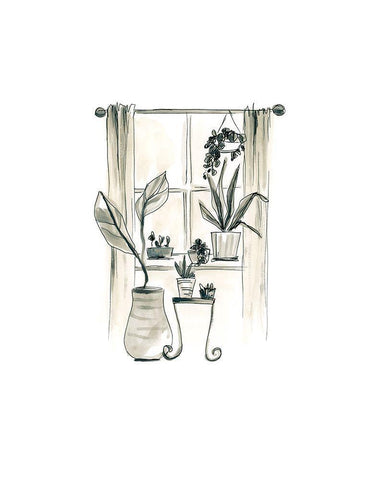 The Plant Ladys Window I Black Ornate Wood Framed Art Print with Double Matting by Vess, June Erica
