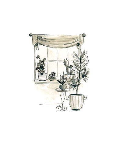 The Plant Ladys Window II Black Ornate Wood Framed Art Print with Double Matting by Vess, June Erica