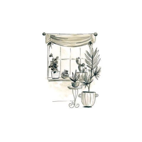 The Plant Ladys Window II White Modern Wood Framed Art Print by Vess, June Erica