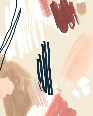 Brushstroke Confetti II White Modern Wood Framed Art Print with Double Matting by Vess, June Erica