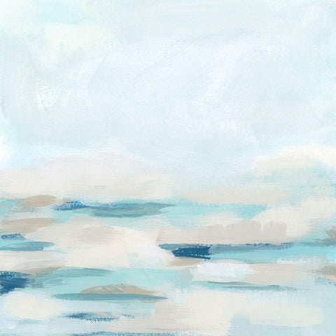 Brushwork Surf II White Modern Wood Framed Art Print with Double Matting by Vess, June Erica