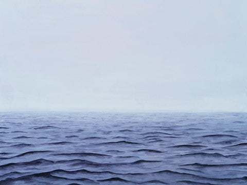 Grayscale Seascape I White Modern Wood Framed Art Print with Double Matting by Willett, Michael