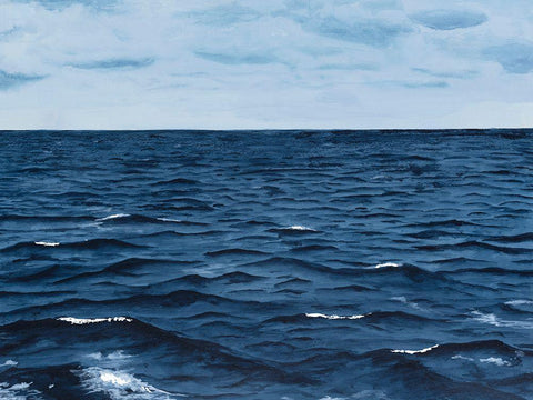 Grayscale Seascape III White Modern Wood Framed Art Print with Double Matting by Willett, Michael