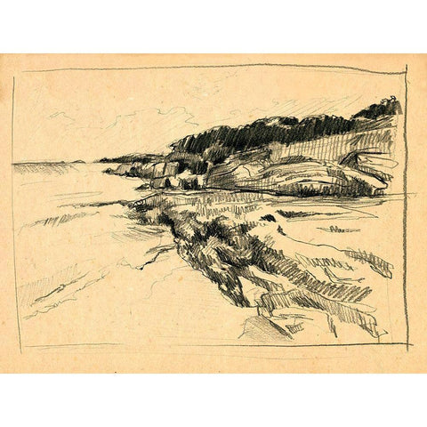 Sketched Cove I Gold Ornate Wood Framed Art Print with Double Matting by Parker, Jennifer Paxton