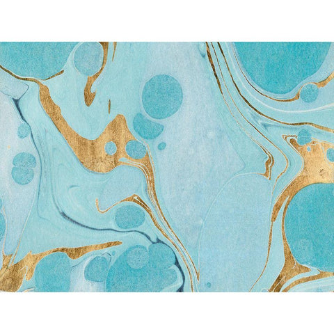 Turquoise Stream I Black Modern Wood Framed Art Print with Double Matting by Warren, Annie