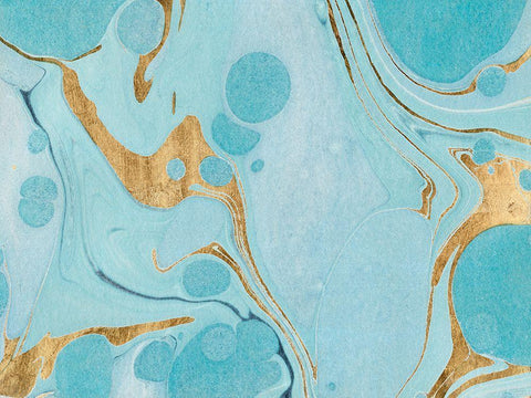 Turquoise Stream I Black Ornate Wood Framed Art Print with Double Matting by Warren, Annie