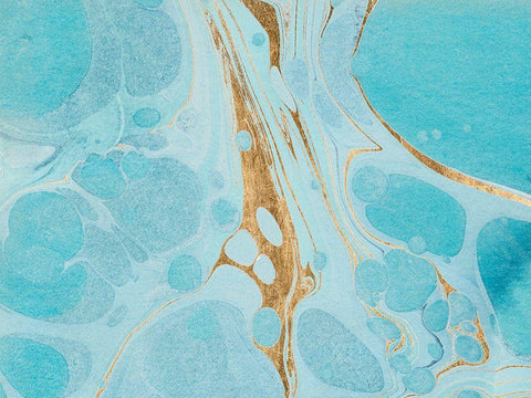 Turquoise Stream II White Modern Wood Framed Art Print with Double Matting by Warren, Annie