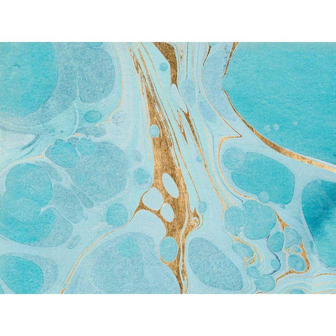 Turquoise Stream II Gold Ornate Wood Framed Art Print with Double Matting by Warren, Annie