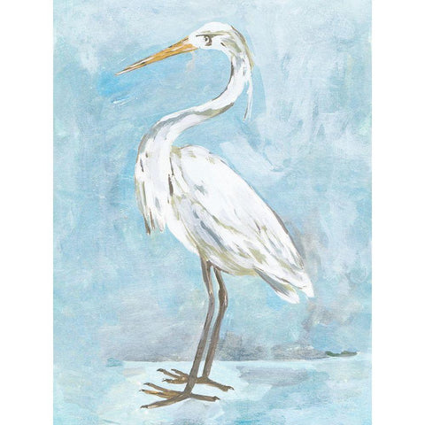 Snowy Egret I White Modern Wood Framed Art Print by Wang, Melissa