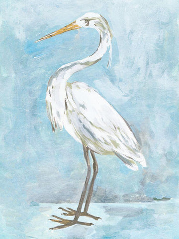 Snowy Egret I Black Ornate Wood Framed Art Print with Double Matting by Wang, Melissa