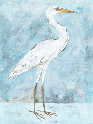 Snowy Egret II White Modern Wood Framed Art Print with Double Matting by Wang, Melissa