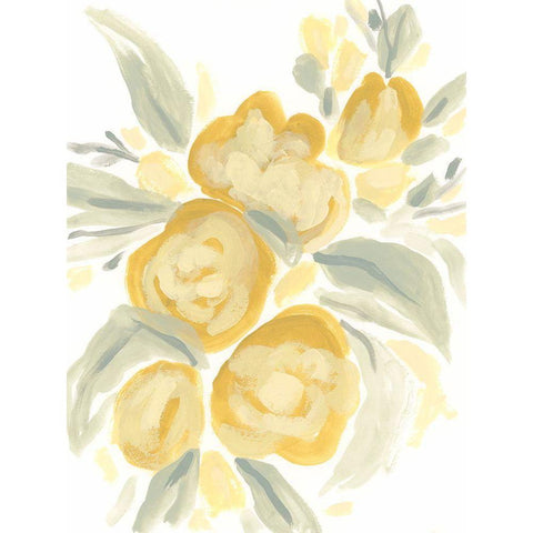 Ochre Blossoms I Gold Ornate Wood Framed Art Print with Double Matting by Vess, June Erica