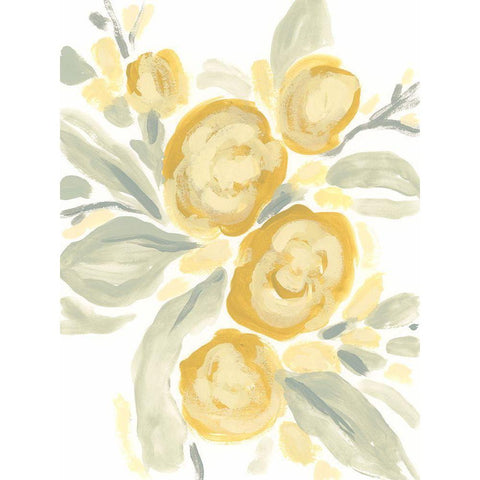 Ochre Blossoms II White Modern Wood Framed Art Print by Vess, June Erica