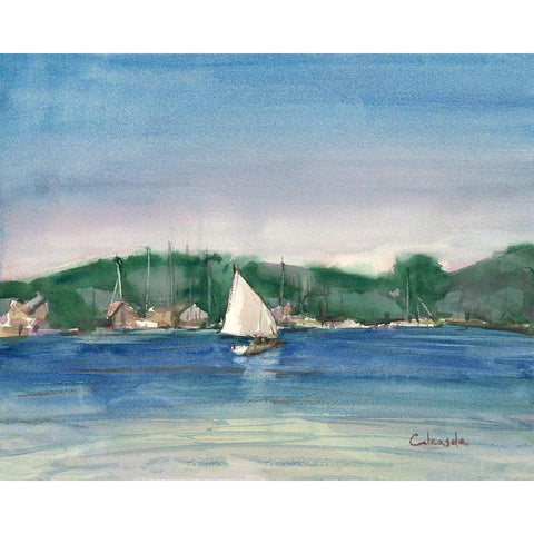 Sailing-Mystic-CT Black Modern Wood Framed Art Print by Calcasola, Stephen