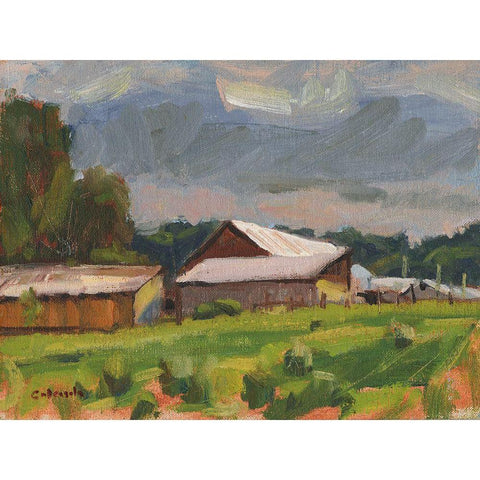 Farm Buildings Black Modern Wood Framed Art Print by Calcasola, Stephen