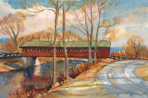 The Henry Bridge-Bennington-VT Black Ornate Wood Framed Art Print with Double Matting by Calcasola, Stephen