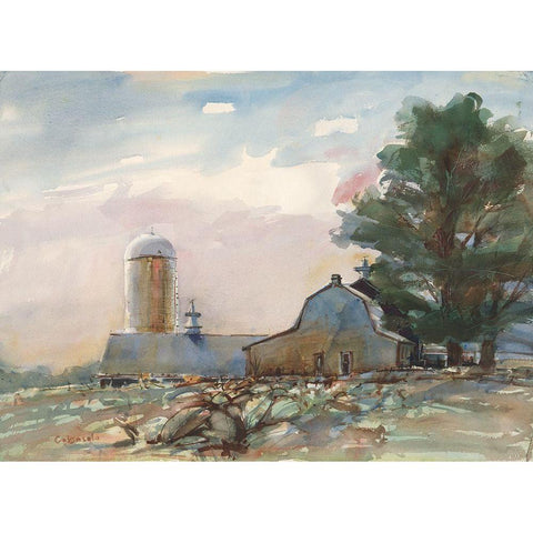 Connecticut Valley Farm Black Modern Wood Framed Art Print by Calcasola, Stephen