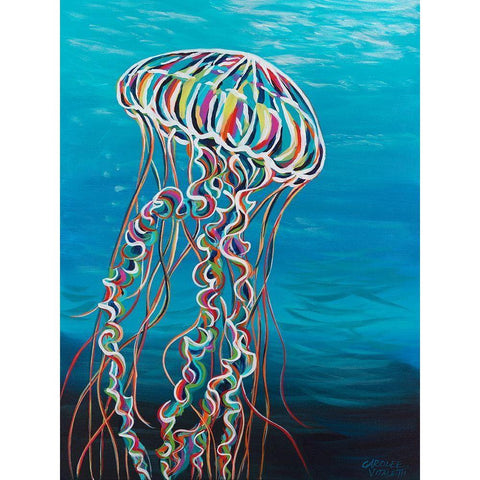 Colorful Jellyfish I Gold Ornate Wood Framed Art Print with Double Matting by Vitaletti, Carolee