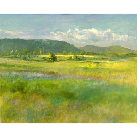 Hills Beyond the Meadow White Modern Wood Framed Art Print by Finch, Sheila