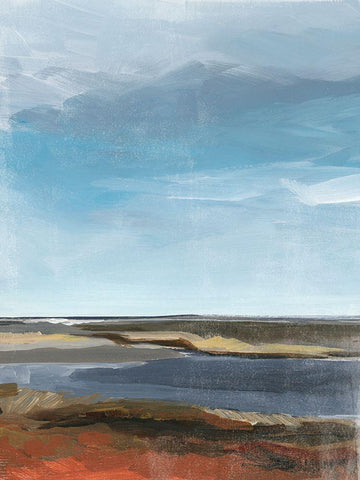 Marsh Vista II White Modern Wood Framed Art Print with Double Matting by Parker, Jennifer Paxton