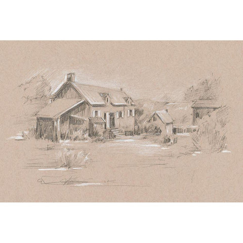 Farmhouse Composition Study I Black Modern Wood Framed Art Print with Double Matting by Harper, Ethan
