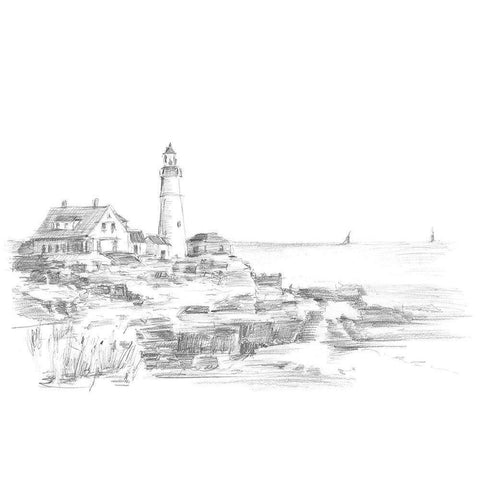 Lighthouse Sketch I Black Modern Wood Framed Art Print by Harper, Ethan