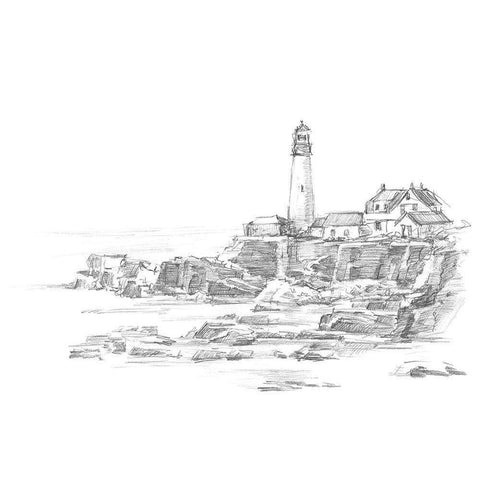 Lighthouse Sketch II Black Modern Wood Framed Art Print by Harper, Ethan