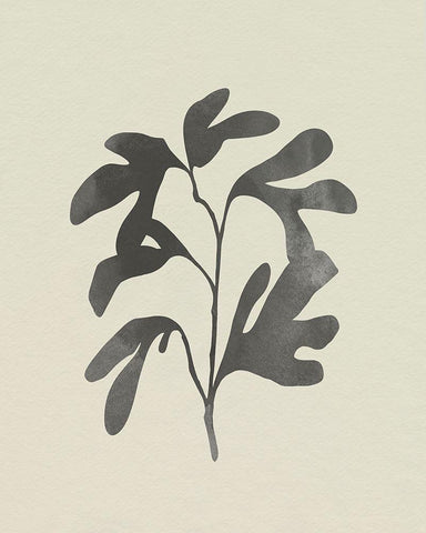 Ink Oak Branch I White Modern Wood Framed Art Print with Double Matting by Caroline, Emma