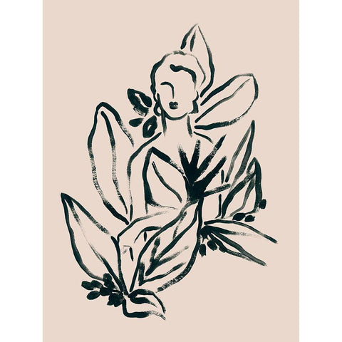 Foliage Figure I Gold Ornate Wood Framed Art Print with Double Matting by Vess, June Erica