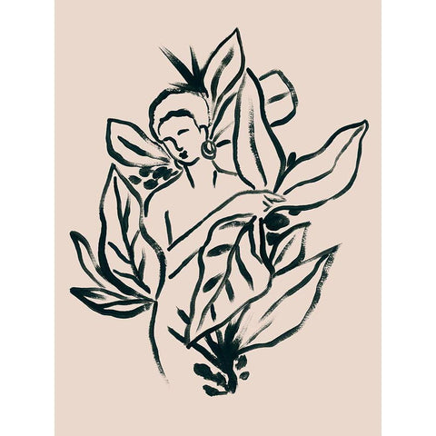 Foliage Figure II Gold Ornate Wood Framed Art Print with Double Matting by Vess, June Erica