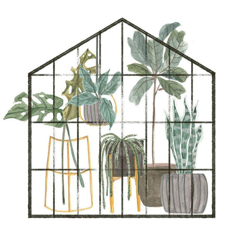 My Greenhouse II Black Modern Wood Framed Art Print with Double Matting by Wang, Melissa