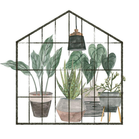My Greenhouse III White Modern Wood Framed Art Print with Double Matting by Wang, Melissa