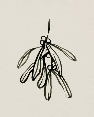Mistletoe Sketch II Black Ornate Wood Framed Art Print with Double Matting by Caroline, Emma