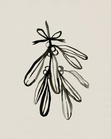 Mistletoe Sketch with Bows I White Modern Wood Framed Art Print with Double Matting by Caroline, Emma