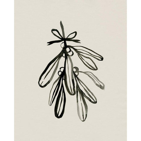 Mistletoe Sketch with Bows I Gold Ornate Wood Framed Art Print with Double Matting by Caroline, Emma