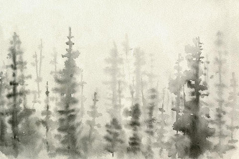 Ink Pine Woods III Black Ornate Wood Framed Art Print with Double Matting by Caroline, Emma