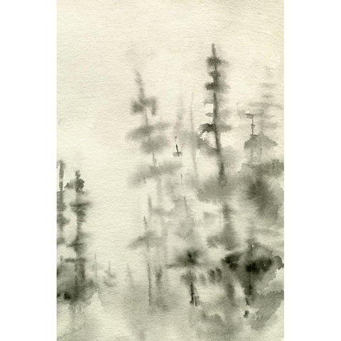 Foggy Pine Forest I White Modern Wood Framed Art Print by Caroline, Emma
