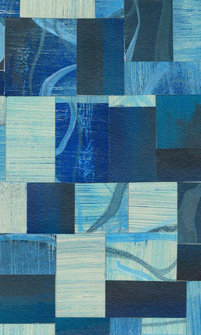 Denim Blocks II White Modern Wood Framed Art Print with Double Matting by Moore, Regina