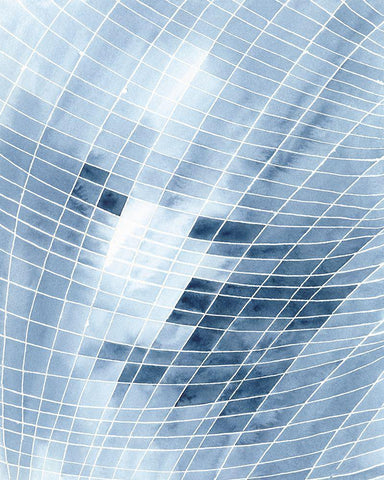Blue Grid I Black Ornate Wood Framed Art Print with Double Matting by Moore, Regina