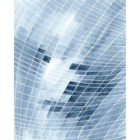 Blue Grid I White Modern Wood Framed Art Print by Moore, Regina