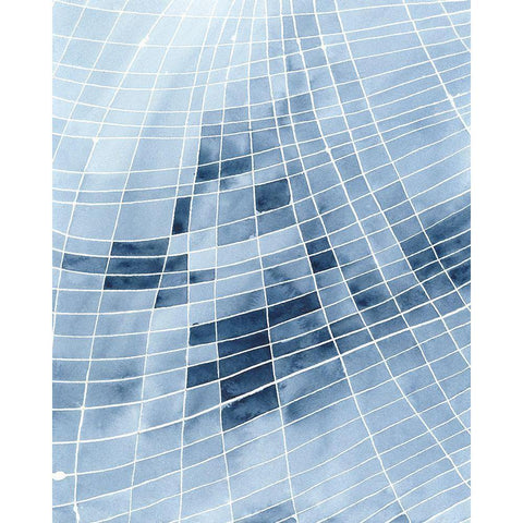 Blue Grid II Black Modern Wood Framed Art Print with Double Matting by Moore, Regina
