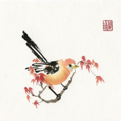 Just A Bird Black Modern Wood Framed Art Print by Rae, Nan