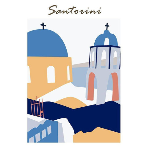 Santorini Greece I Gold Ornate Wood Framed Art Print with Double Matting by Wang, Melissa