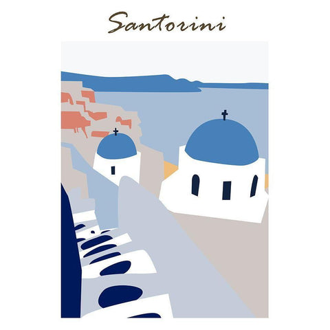 Santorini Greece II Gold Ornate Wood Framed Art Print with Double Matting by Wang, Melissa