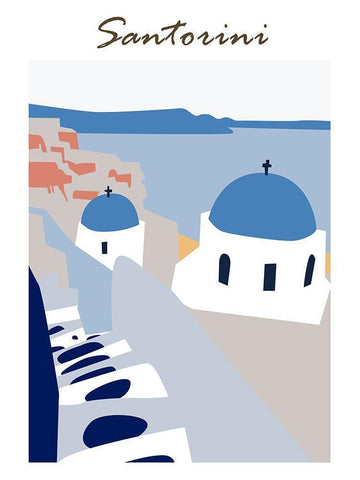 Santorini Greece II White Modern Wood Framed Art Print with Double Matting by Wang, Melissa