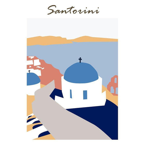 Santorini Greece III White Modern Wood Framed Art Print by Wang, Melissa