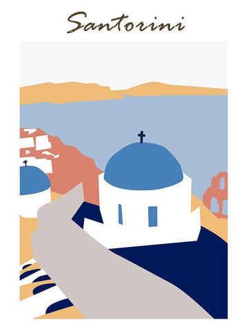 Santorini Greece III White Modern Wood Framed Art Print with Double Matting by Wang, Melissa