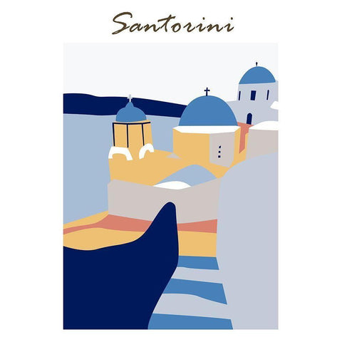 Santorini Greece IV Black Modern Wood Framed Art Print with Double Matting by Wang, Melissa